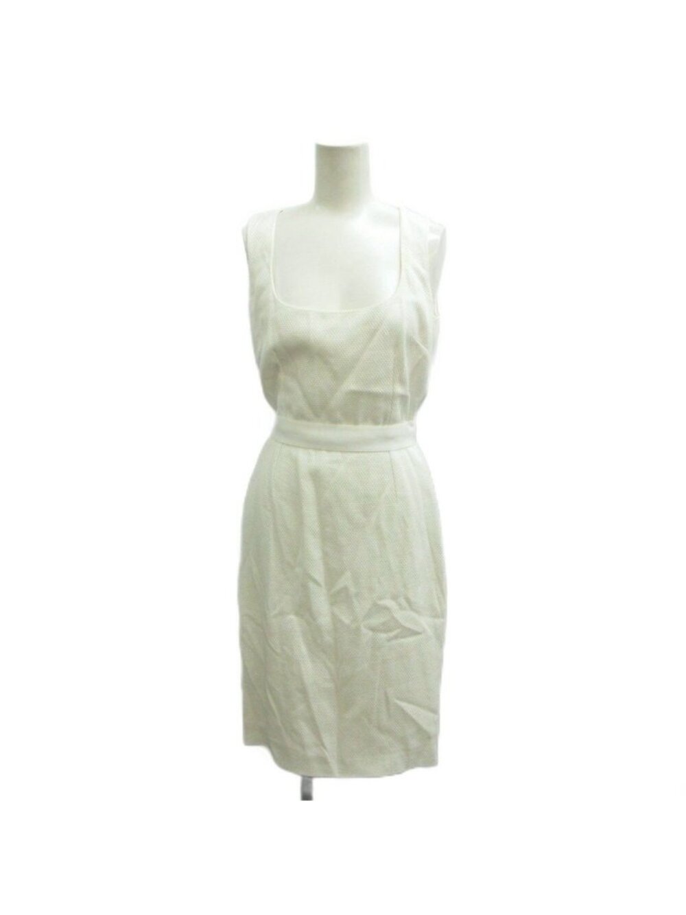 Dolce & Gabbana Fitted Dress Sleeveless Midi Length Square Neck White Fabric 38